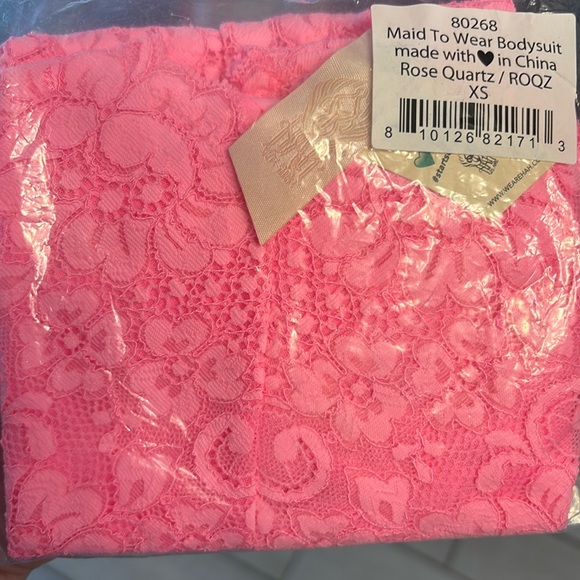 We Are HAH x Free People Maid to Wear Bubblegum Pink Lace Bodysuit NEW - Picture 4 of 4
